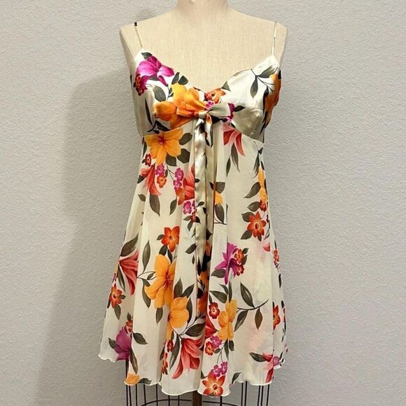 VTG Y2K VICTORIA'S SECRET Babydoll Chemise Slips Dress Sheer Multi Floral Sz L - Picture 2 of 7